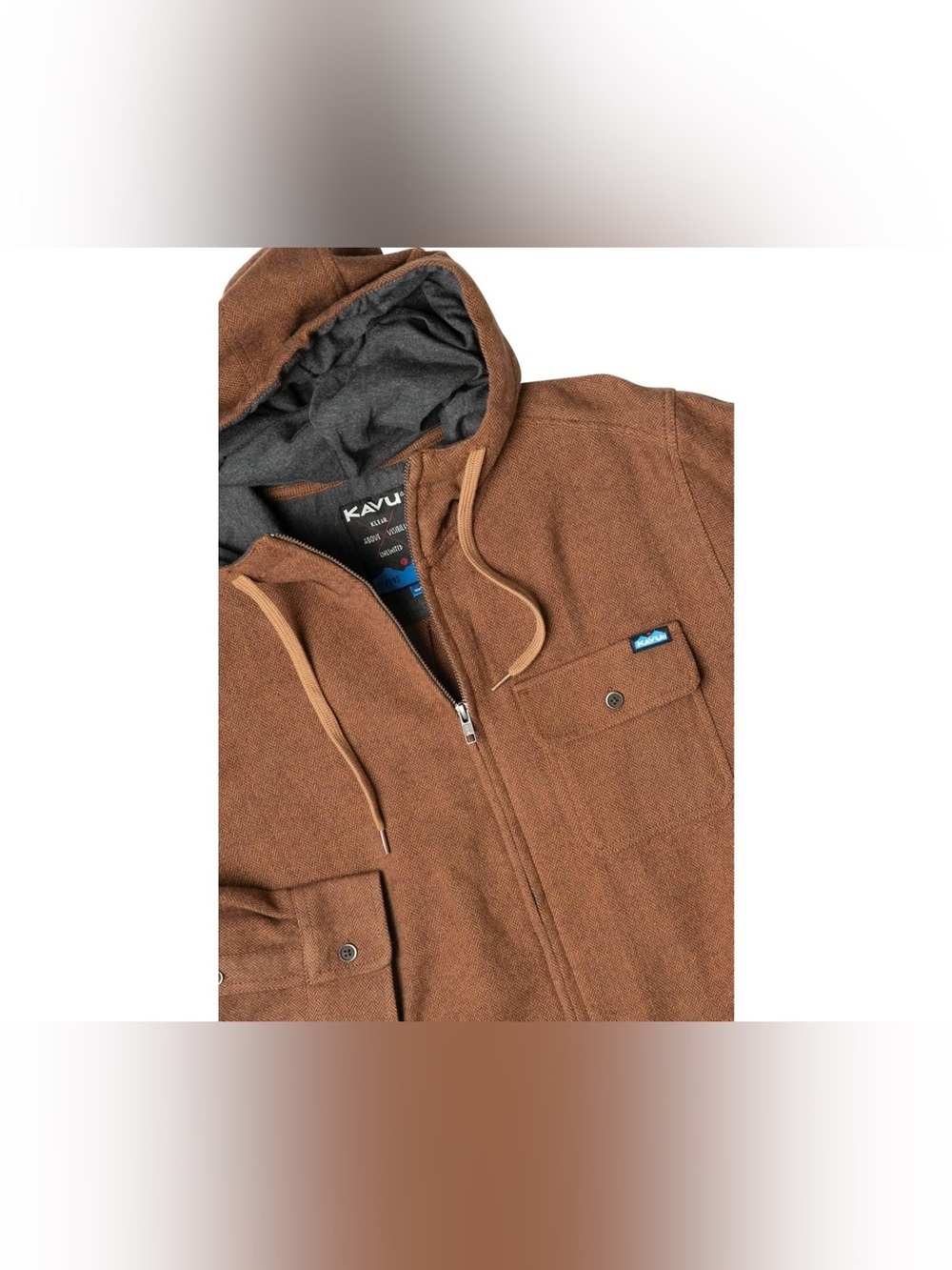 KAVU Men's Midland Zip Up Hoodie - Hazelwood Brown Size: Large - Picture 3 of 4